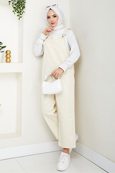 Bestenur Single Pocket Gardener Overalls 1553 - Beige