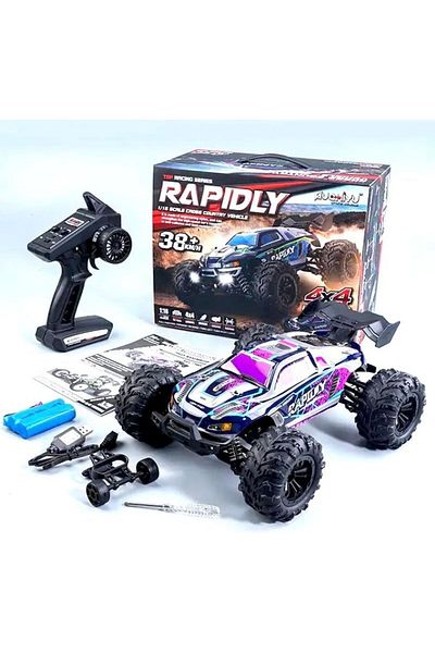 Generic سيارات MZtoyz 1:16 للطرق الوعرة، سيارات Monster Track Rc، سيارات Rc مع جهاز تحكم عن بعد (أرجواني)