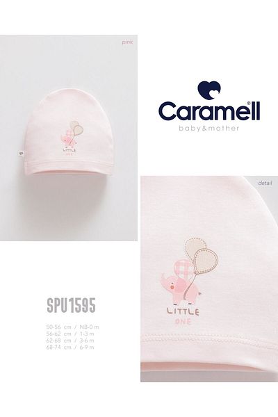 Caramell My Baby Kumsal Soft Color Balloon Elephant Printed Baby Hat/Beret //1595