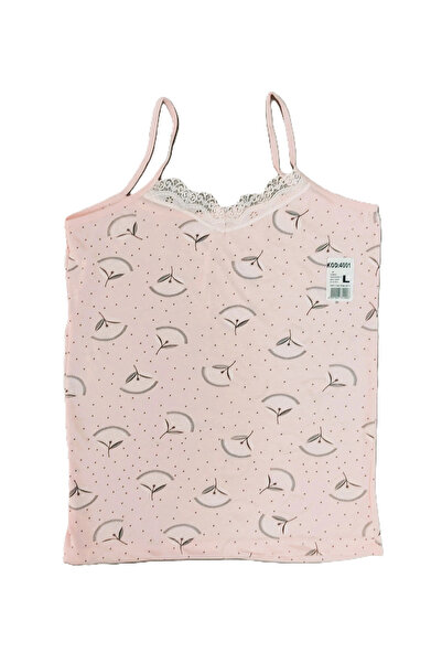 BEYAZTOPTAN 100% Comfortable Women's Patterned Front Detail Lace Tie Back Tank Top Set of 6