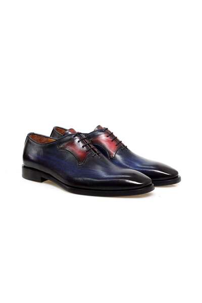 Butik Dark Blue Color Lace-Up Genuine Leather Men's Shoes