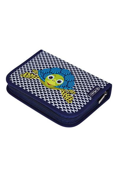 Herlitz Herlitz pencil case Cute Animal Turtle motif, 31 pieces, with 2 flaps, size 14 x 20.3 x 3.5 cm