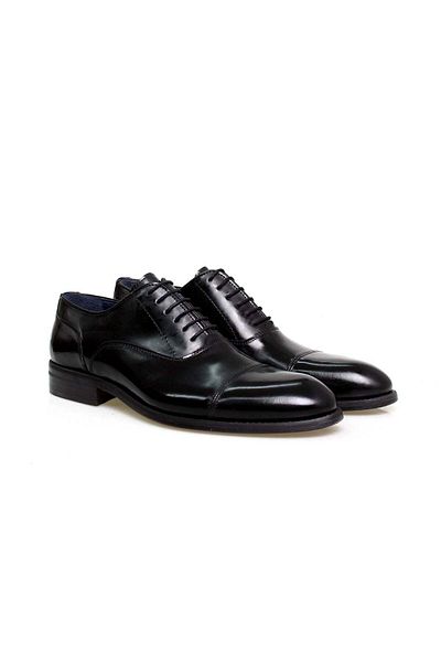 Butik Black Color Lace-Up Genuine Leather Men's Shoes