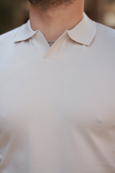 JANES Ανδρικό κοντομάνικο μπλουζάκι με γιακά νοσοκόμας