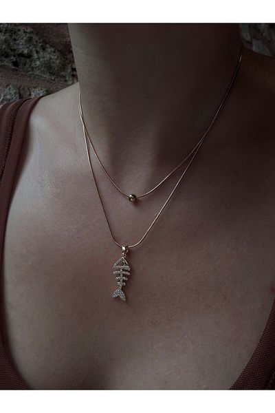 Miltonia Fish Double Chain Steel Necklace