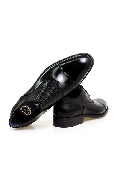 Butik Black Color Lace-Up Genuine Leather Men's Shoes