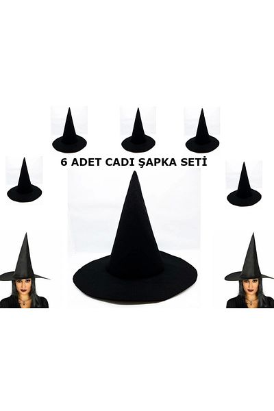 En Moda Bu Felt Black Witch Hat Adult Size 6 Pieces
