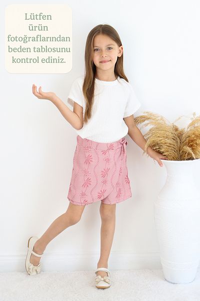 FESSHERA KİDS 🌸 Girl's Shorts Skirt – Comfortable Fit with Bow Pattern |   For Casual & Stylish Combinations 🌸