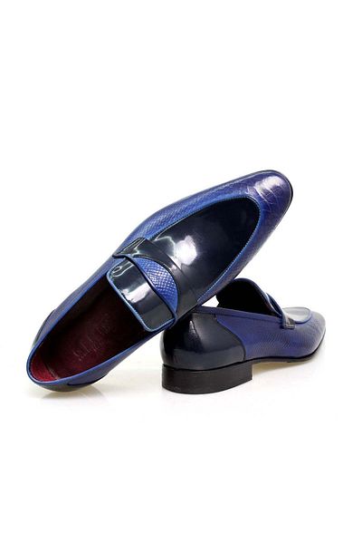 Butik Cobalt Color Laceless Genuine Leather Men's Shoes