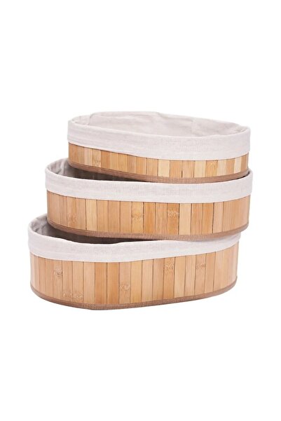 Amentes Set of 3 Round Bamboo Baskets, Ideal for Bathroom and Kitchen Organiz...