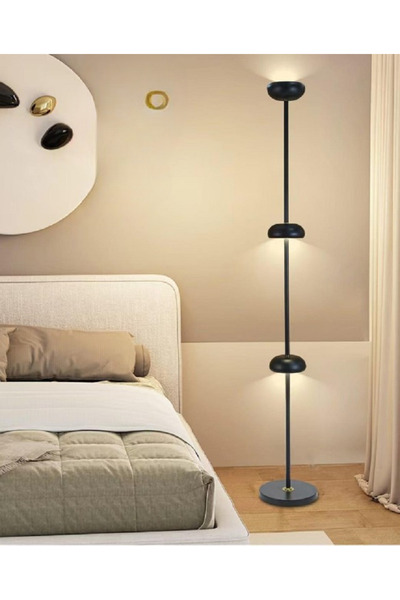 rexa مصباح أرضي أسود معاصر، تصميم متعدد الإضاءة، ظلال قابلة للتعديل