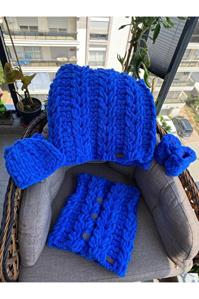 Alizee puffy el örgüsü bebek battaniyesi seti