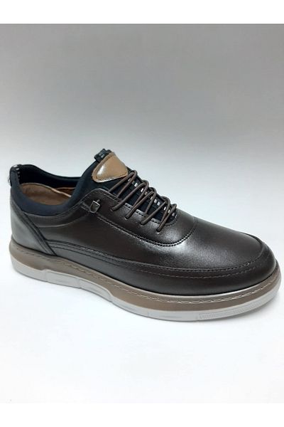 Pabuç Shoe Genuine Leather Lightweight Laceless Brown Summer Men's Shoes