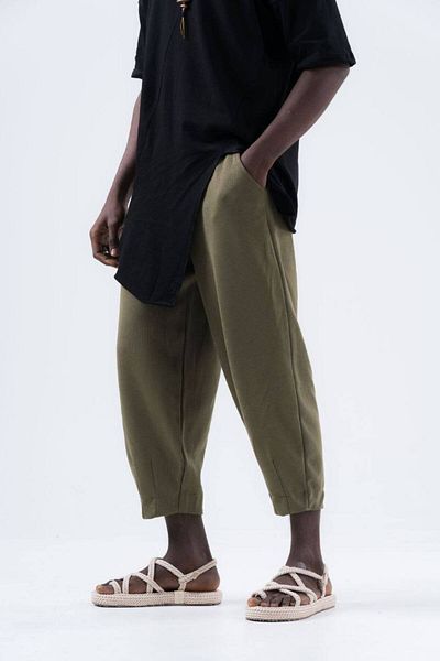 SUPERBLUE Men's Elastic Waist Loose Khaki Jogger Baggy Trousers