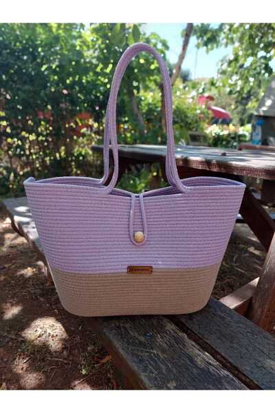 Secem Boutique حقيبة الشاطئ، حقيبة من قش الجوت