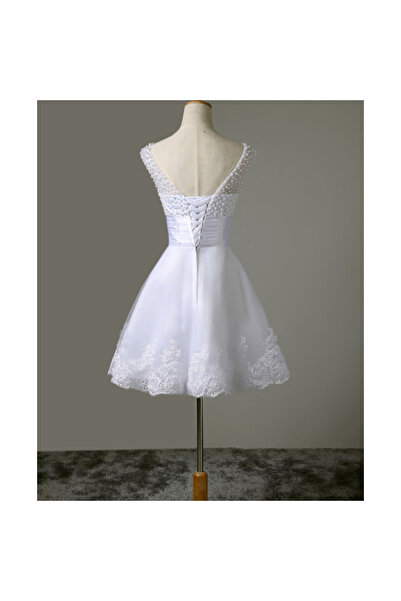 OEM Rochie de mireasa scurta cu perle