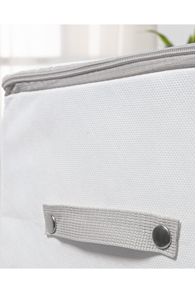 Madame Coco Flower Pattern Printed Tote Bag - White/Grey - 74X46X46 cm