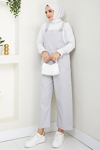 Bestenur Single Pocket Gardener Overalls 1553 - Gray