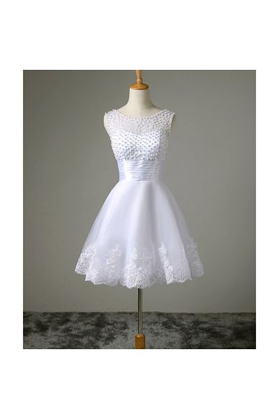 OEM Short wedding dress with pearls
