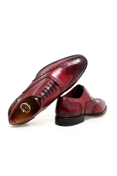 Butik Bordo Color Lace-Up Genuine Leather Men's Shoes