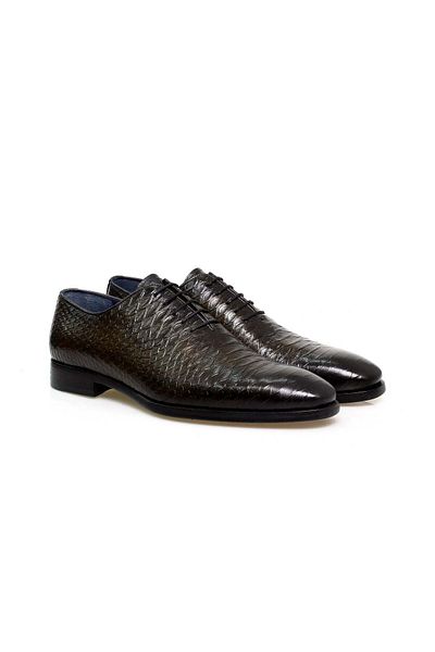 Butik Khaki Color Lace-Up Genuine Leather Men's Shoes
