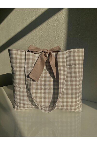 Cherry tote bag Piti kareli kol çantası