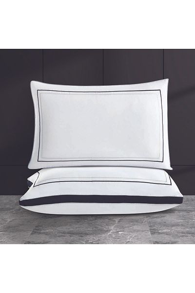 Levore Livori Hotel Pillow, Embroidered on the Sides with Black Line, 1500g