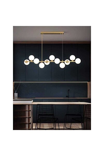 Sueva Gold LED Chandelier with 11 Matte White Globes G9 Socket Adjustable Height Bulbs Not Included