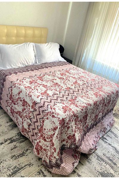 Özyuvam Quilted Cotton Fiber Filled Double Floral Patterned Pique