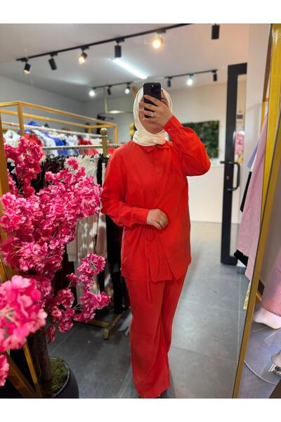 Büşra Fashion NAR ÇİÇEĞİ MODAL KUMAŞ TAKIM