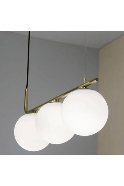 LightPlanet Chandelier with White Globe E27 Socket x 3
