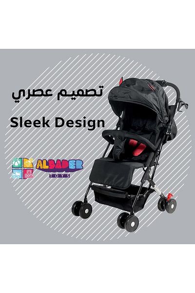 ALBADER عربة أطفال قابلة للطي مع سلة تخزين ومظلة، عربات سفر خفيفة الوزن
