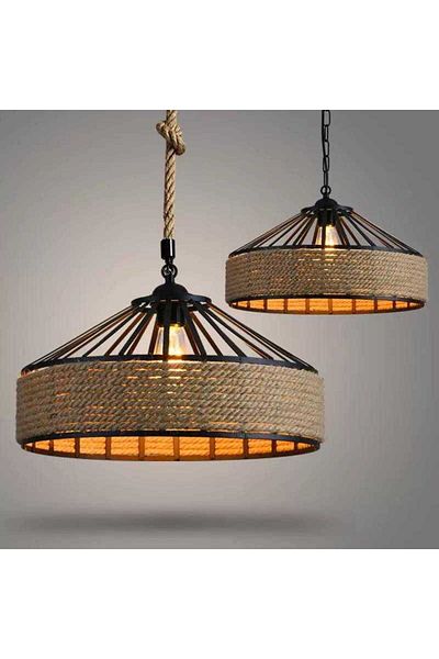 LightPlanet Rustic Chandelier With Rope E27, Max 1X 40W D30cm