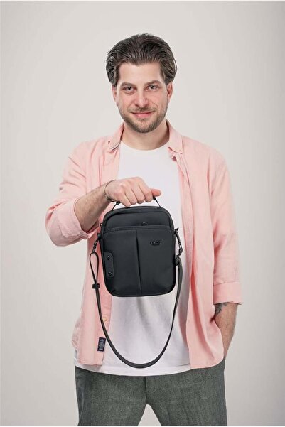 ÇÇS Men's Black Compact Cross Strap Hand & Shoulder Bag 31587