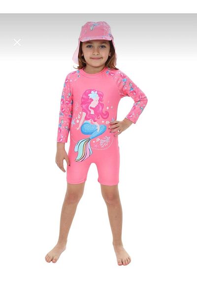 mikam New Model Girl's Hat Zipper Long Sleeve Diz Bottom Sun Protection Uv Protection Swimsuit