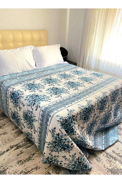 Özyuvam Quilted Cotton Fiber Filled Double Floral Patterned Pique
