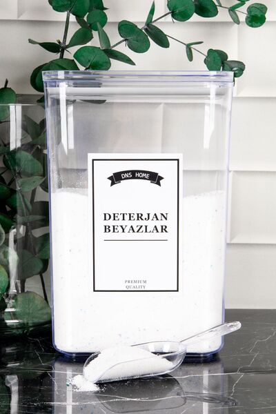 woodhub 2'li Deterjan Saklama Kabı Seti, Ölçekli, Beyaz ve Renkli, 2900 ml, Şık ve Kullanışlı