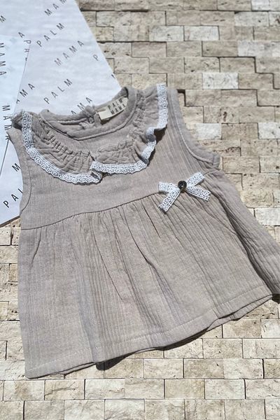 PALMMAMA 2-Piece Organic 100% Muslin Lace Bow Dress Shorts Set Baby Girl 0-2 Years Gift Recommendation