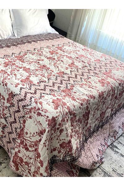 Özyuvam Quilted Cotton Fiber Filled Double Floral Patterned Pique