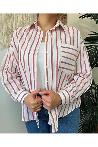 Bigdart Kadın Çizgili Oversize Gömlek