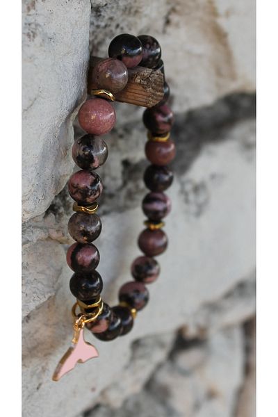 Esre Doğaltaş Takı Rodonite Hematite Natural Stone Bracelet