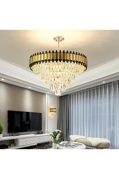 Jiju Chandelier Gold Crystal Modern 16x14 D800mm