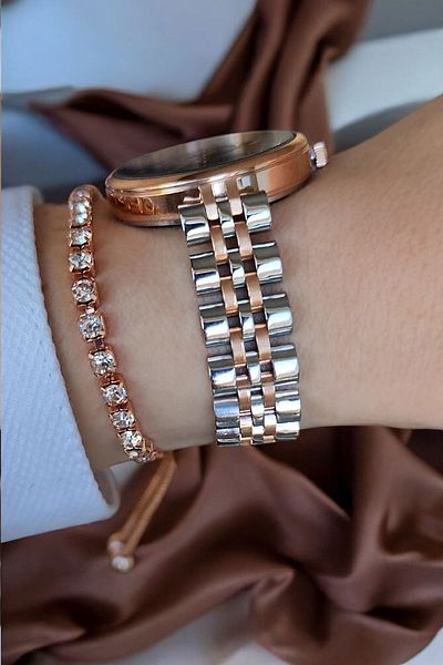 Dice Kayek Calendar Zircon Stone 5Atm Waterproof Coffee Dial Steel Women's Wristwatch with Bracelet Gift