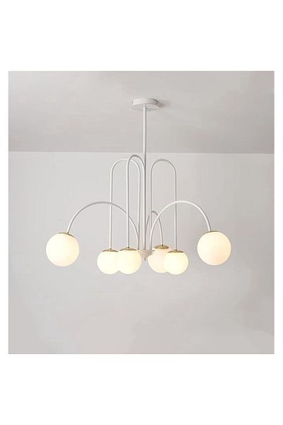 Sueva White LED Chandelier With 6 Matte White Globes