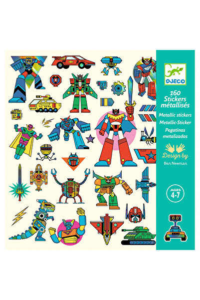 djeco Abtibilduri metalice Roboti, Djeco, editie activa