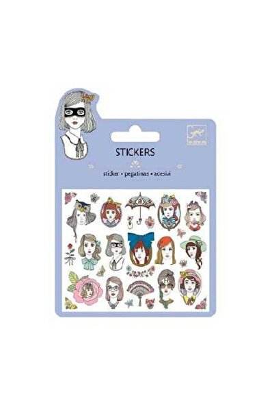 djeco Set abtibilduri Portrete cu sclipici, Djeco, editie plus