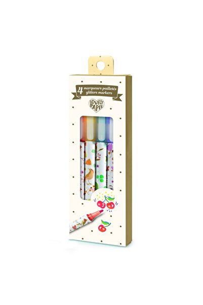 djeco Set 4 markere cu sclipici Tinou, Djeco, editie colorata