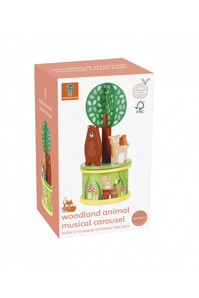Orange Tree Toys Carusel muzical cu animale de padure, Orange Tree Toys, super distractiv