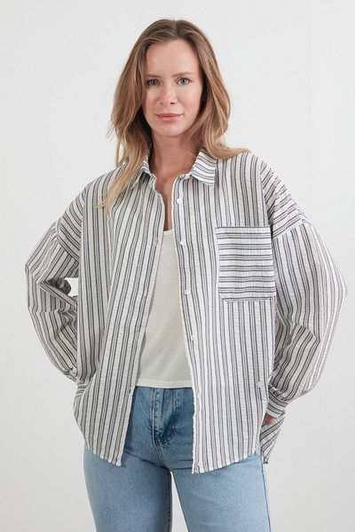 Fulla Moda Раирана риза с широки крачоли