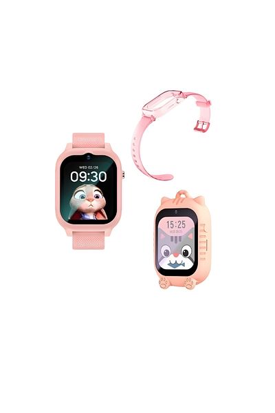 AZ PRODUCTS Smart Watch for Kids, 4G GPS, Video Calls, Camera, HD Touch, 2 Straps Included, Pink